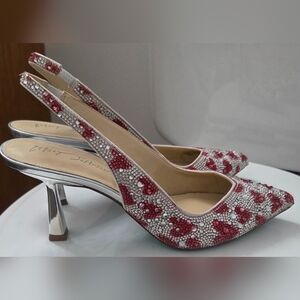 Betsey Johnson Heart Rhinestone Slingbacks